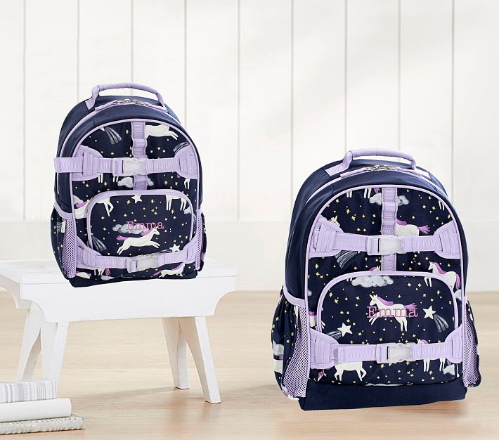 Mackenzie Navy Night Unicorn Glow-in-the-Dark Backpacks | Pottery Barn Kids