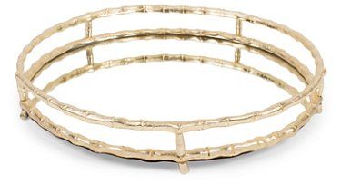 19" Bamboo-Style Round Tray, Mirror/Gold | One Kings Lane