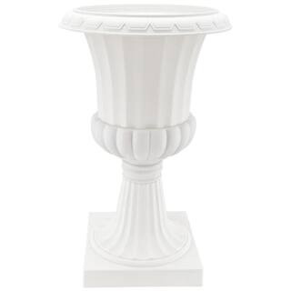 Arcadia Garden Products Deluxe Pedestal 10 in. x 17 in. White Plastic Urn PL50WT - The Home Depot | The Home Depot