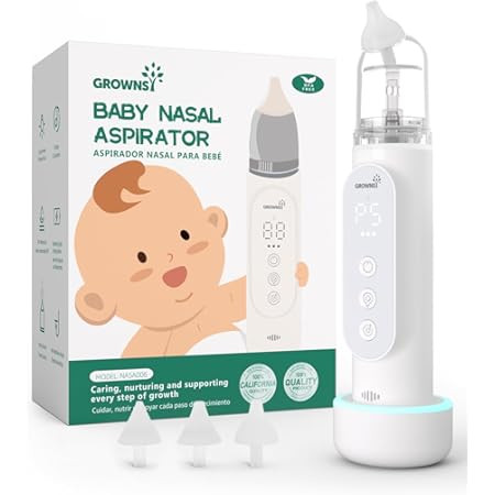 HealthSmart Nasal Aspirator for Baby – Perfect Gift for Moms & Baby Registry -3 Suction Levels, 3 Silicone Tips, Ergonomic Electric Nose Sucker with Built-in Nursery Rhymes | Amazon (US)