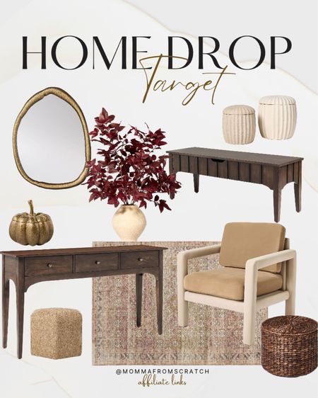 Gorgeous new studio McGee threshold decor from target! The dark wood console table, bench, basket storage, stools, oval mirror, accent chair! 

#LTKHome #LTKSeasonal #LTKStyleTip