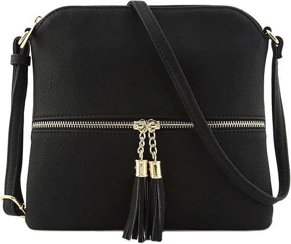 Lightweight Medium Crossbody Bag with Tassel | Amazon (US)