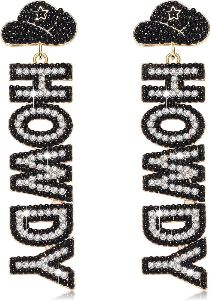 Western Earrings Beaded Cowgirl Earrings for Women Statement Letter Howdy Honey Earrings Southern... | Amazon (US)
