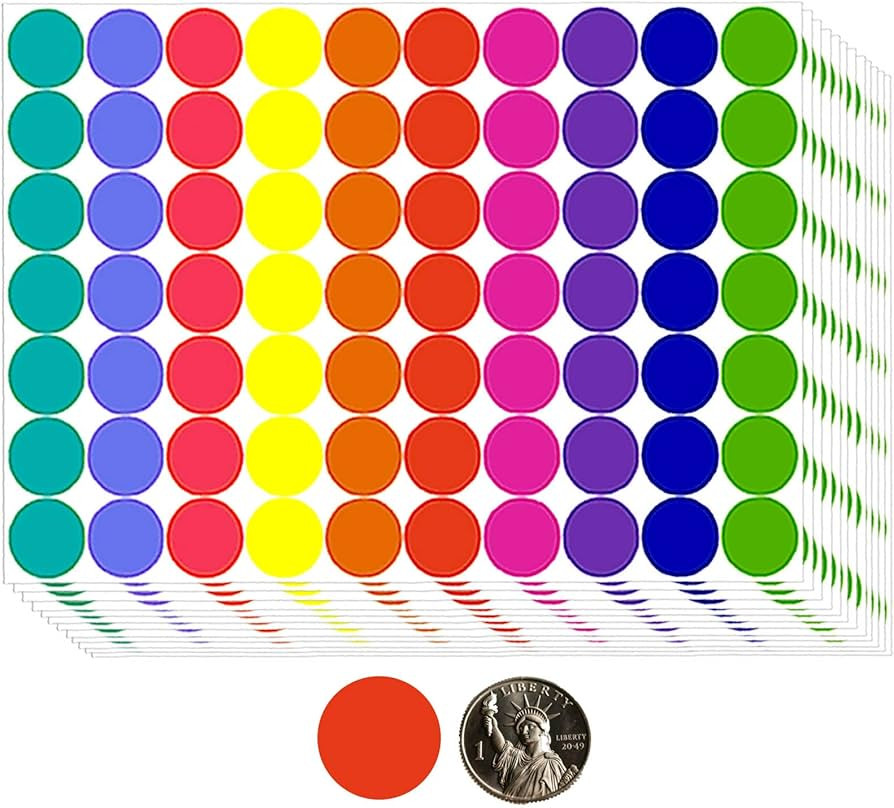 1400 PCS 1" Colored Dot Stickers Round Color Coding Labels Circle Dots Labels Stickers Polka Circ... | Amazon (US)