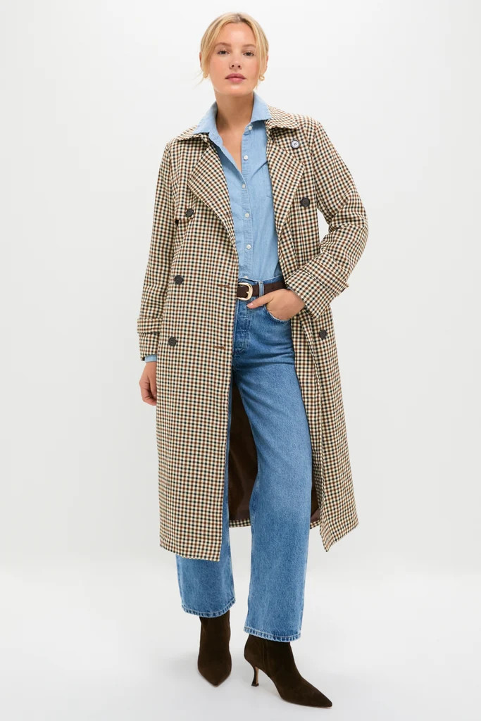 Brown Plaid Long Trench Coat | Tuckernuck (US)