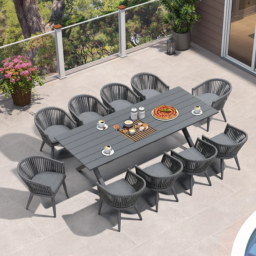 PURPLE LEAF 7/9/11 Pieces Outdoor Dining Set Aluminum Table & Wicker Rattan Chairs Modern Patio F... | Purple Leaf
