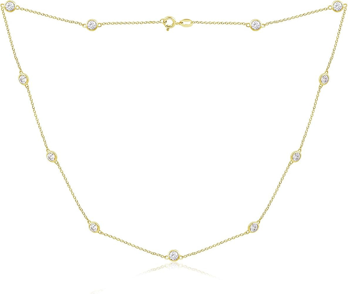 Amazon Collection Platinum or Gold Plated Sterling Silver Station Necklace made with Infinite Ele... | Amazon (US)