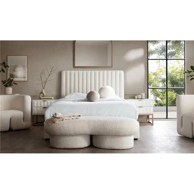 54 in. Brooke Boucle Bed with Vertical Channel Tuft, Ivory - Queen Size | Walmart (US)