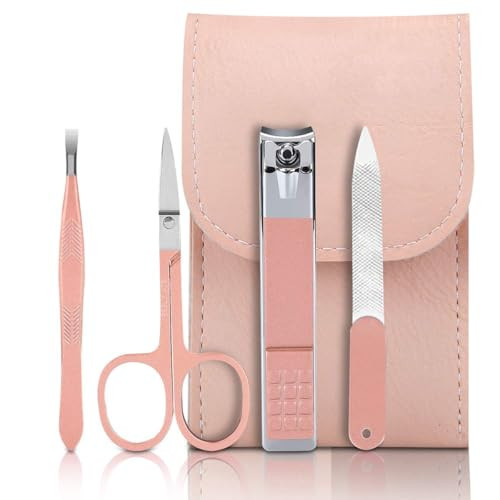 Manicure Set Nail Clippers Set Pedicure Kit Travel NAI Kit for Women 4 Pieces Stainless Steel Manicure Kit Professional Grooming Care Tools Scissors Nail File The Best Gift with Travel Case | Amazon (US)