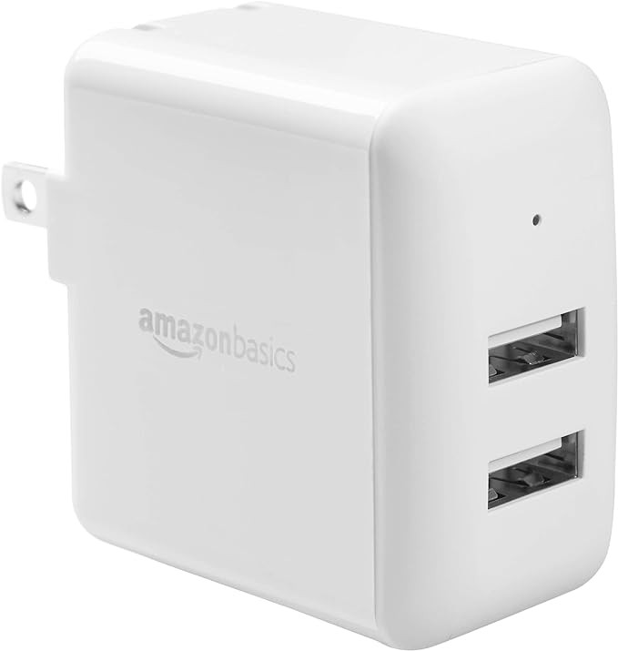 Amazon Basics Dual-Port 24W USB Wall Charger for Phone, iPad, and Tablet - White | Amazon (US)