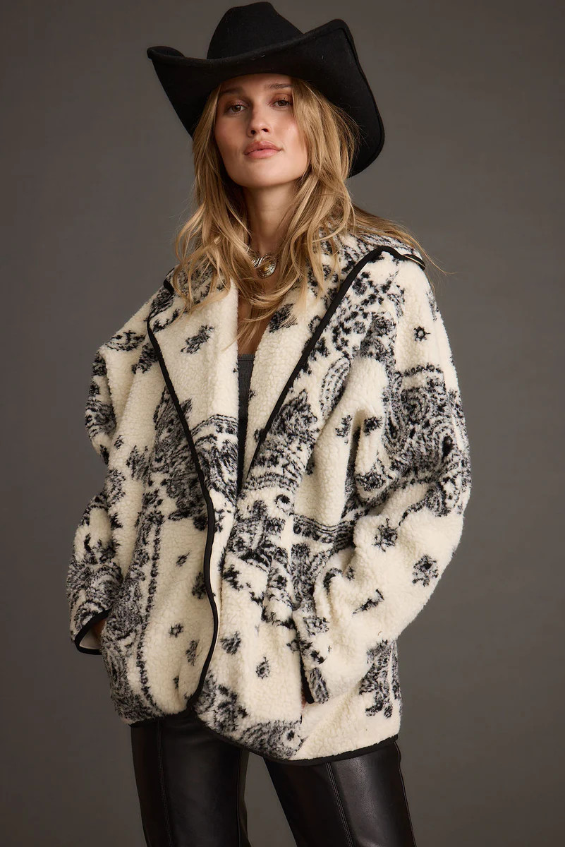 Coyote Printed Sherpa Jacket | 12th Tribe
