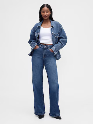 Curvy High Rise Stride Wide-Leg Jeans | Gap (US)