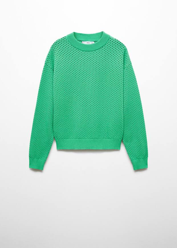 Round-neck openwork sweater -  Women | Mango USA | MANGO (US)