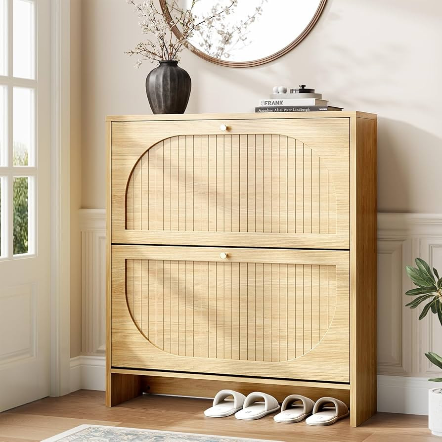 Nicetree Arch-Chic Shoe Cabinet for Entryway, Modern Mid-Century Shoe Storage Cabinet with Fluted... | Amazon (US)