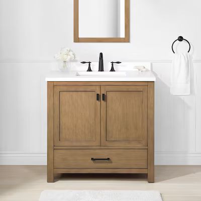allen + roth  Ronald 36-in Almond Toffee Undermount Single Sink Bathroom Vanity with White Engin... | Lowe's