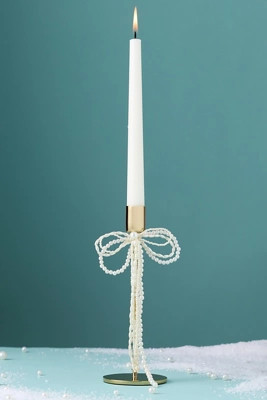 Gold & Pearl Bow Candle Holder | Anthropologie (US)