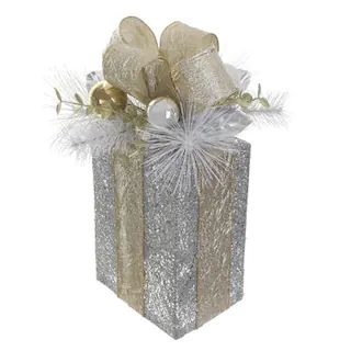 16" LED Silver & Champagne Gift Box with Pine by Ashland® | Michaels | Michaels Stores