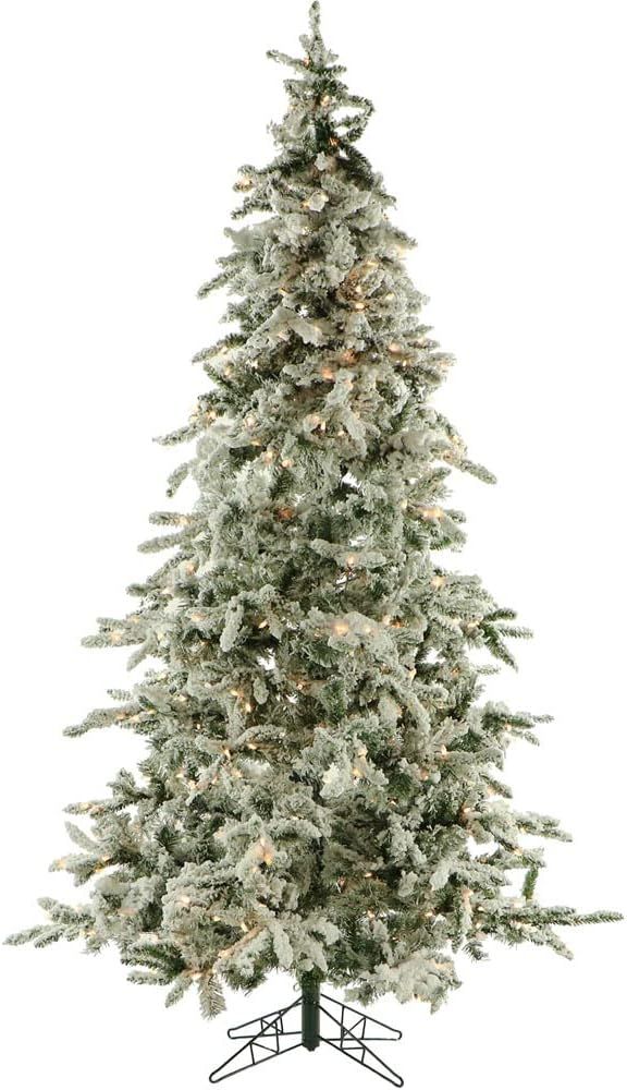 Fraser Hill Farm 7.5-Foot Pre-Lit Mountain Pine Snow Flocked Christmas Tree, Clear LED Lights, FF... | Amazon (US)