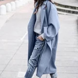 Casual Long Jacket With Pockets Solid Color Single Breasted Lapel Woolen Coat For Women Warm Wint... | Walmart (US)