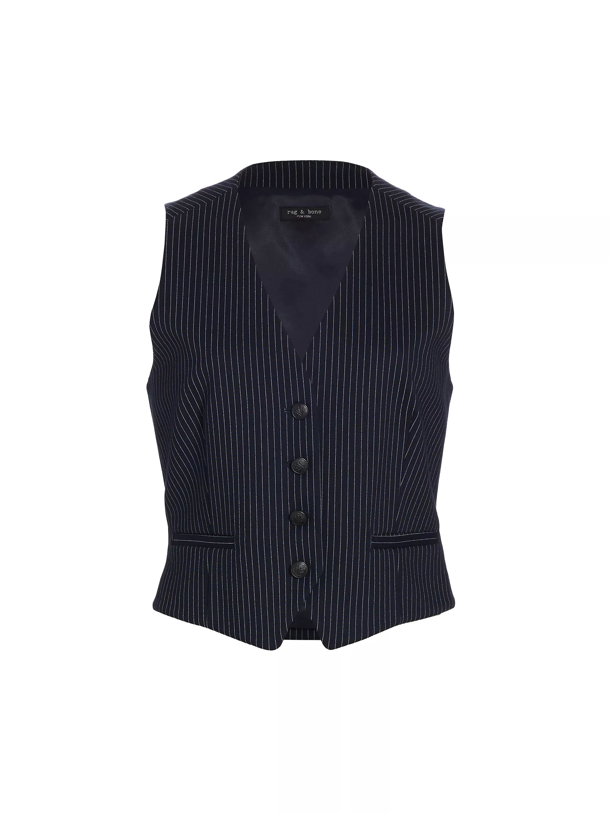 Shop rag & bone Priya Pinstriped Crop Vest | Saks Fifth Avenue | Saks Fifth Avenue