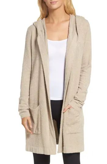 Women's Barefoot Dreams Cozychic Lite Coastal Hooded Cardigan, Size Medium - Beige | Nordstrom