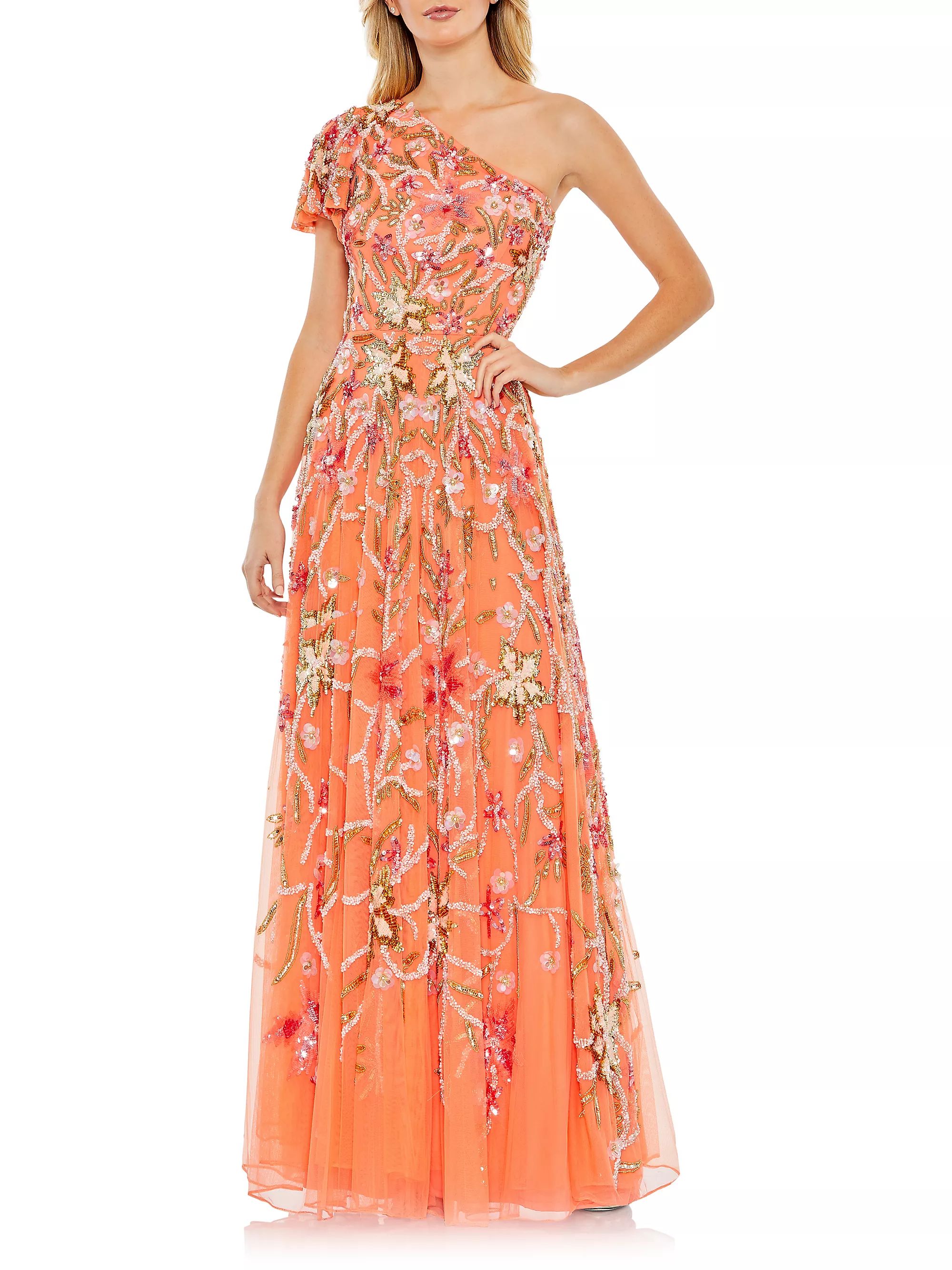 Embellished One-Shoulder Gown | Saks Fifth Avenue