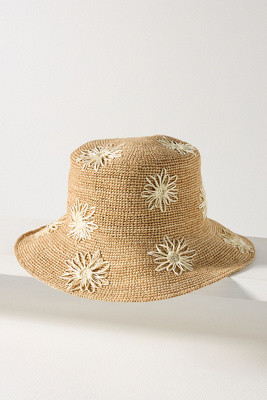 San Diego Hat Co. Floral Embroidered Straw Bucket Hat | Anthropologie (US)
