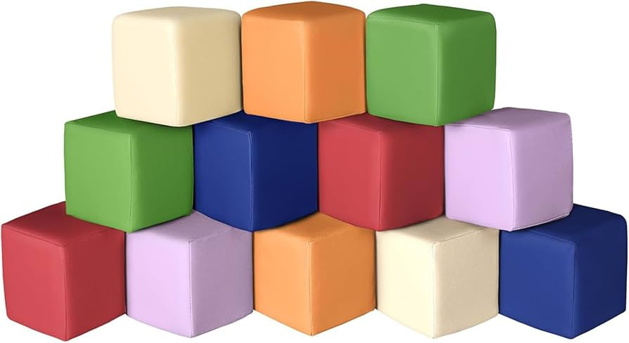 Foam Building Blocks for Kids: 12-Pieces PU Leather Colorful Foam Blocks - Building Toys for Todd... | Amazon (US)