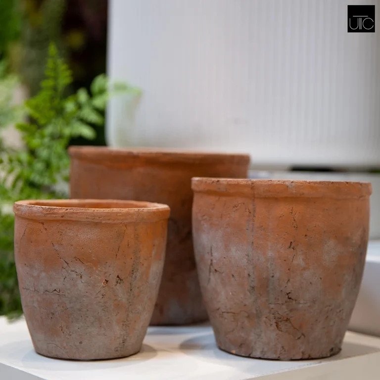 Vervain Ceramic Flower Pot Set of 3 Vermilion Round Planters for Indoor Outdoor | Walmart (US)