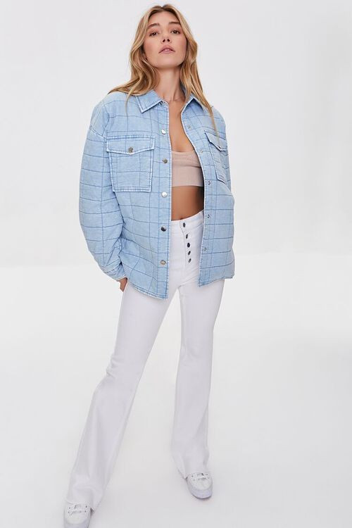 Quilted Mineral Wash Denim Shacket | Forever 21 (US)