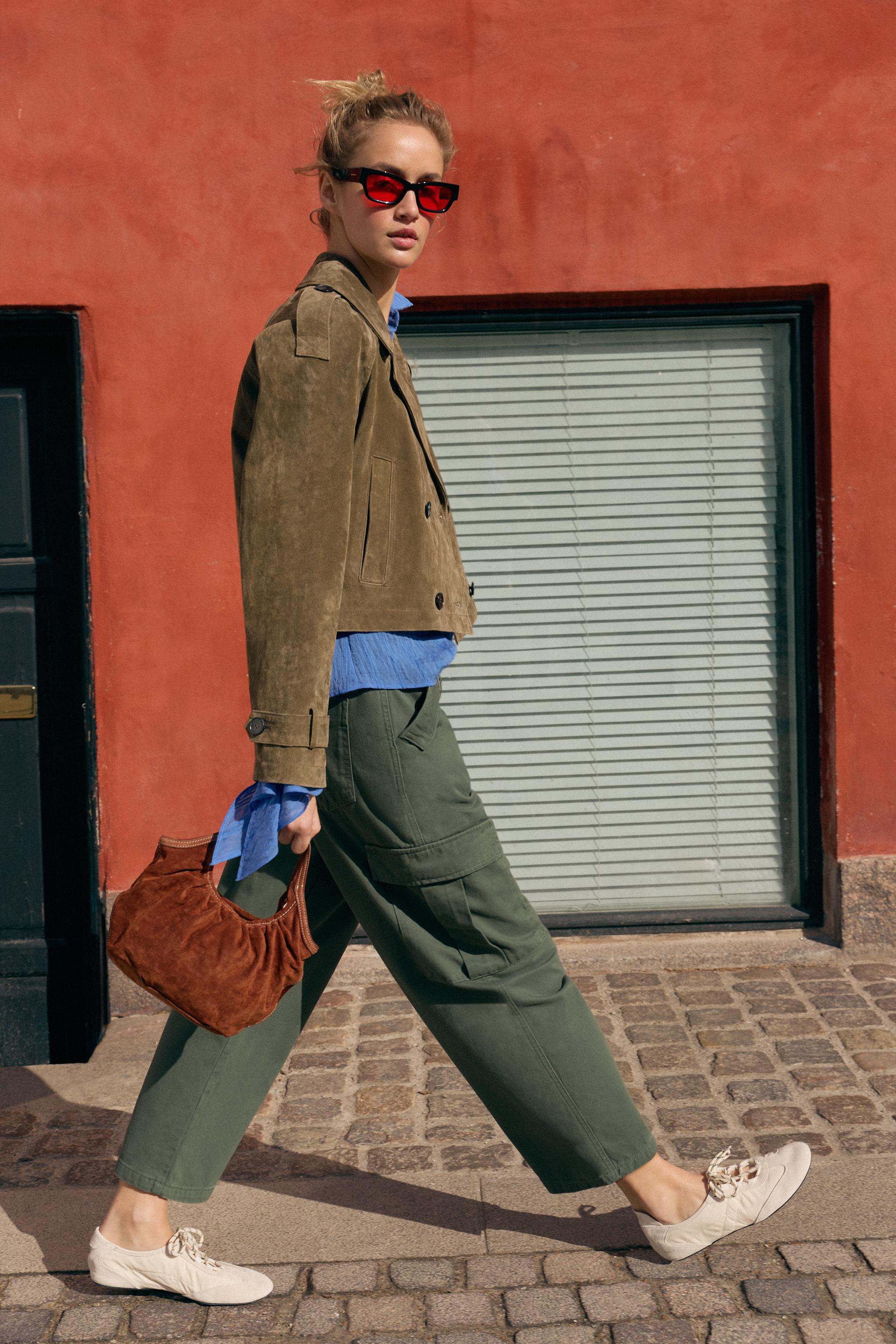 CROPPED DOUBLE-BREASTED 100% LEATHER TRENCH COAT | Zara UK