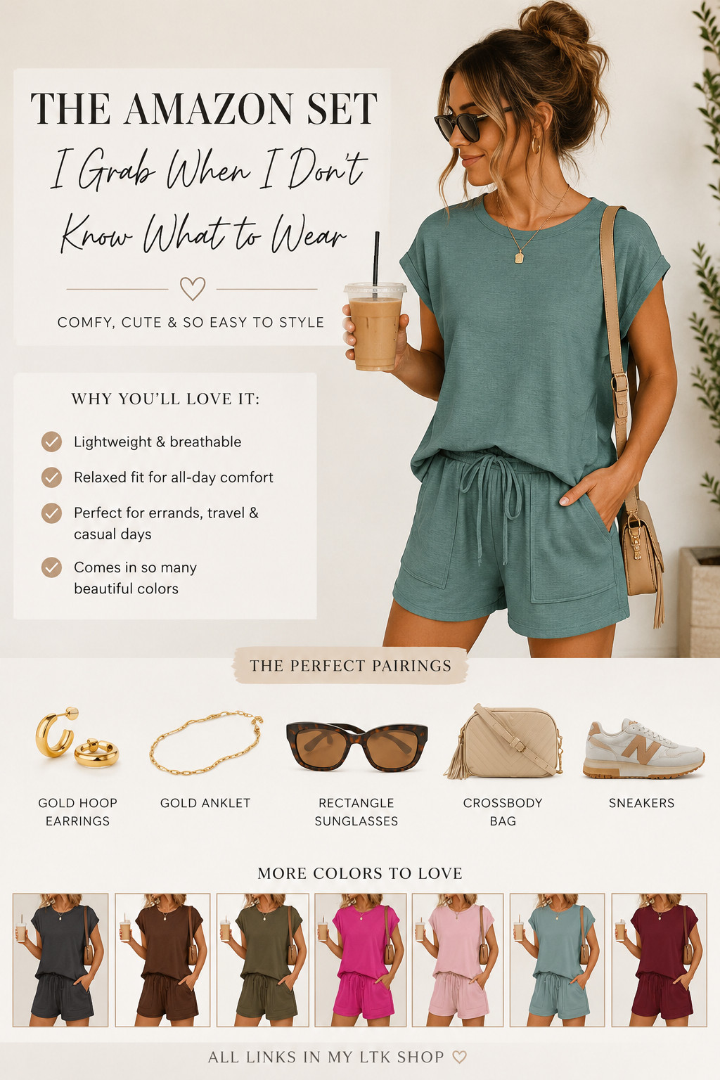 The outfit I grab when I don't know what to wear. 🤍 Comfortable enough for all-day wear, cute enough to leave the house feeling put together, and available in so many good colors. This is one of those Amazon finds that earns a permanent spot in my closet.
 

 #LTKgrwm #LTKootd