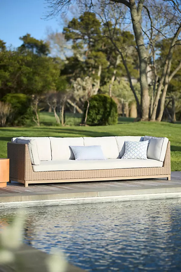 Meadowbrook Teak Base Wicker Four Seat Sofa | Anthropologie (US)