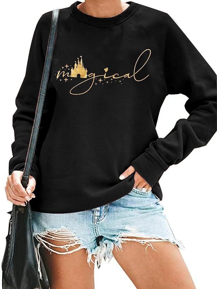 Magic Kingdom Sweatshirt for Women Magic Castle Graphic Long Sleeve Top Funny Family Vacation Shi... | Amazon (US)