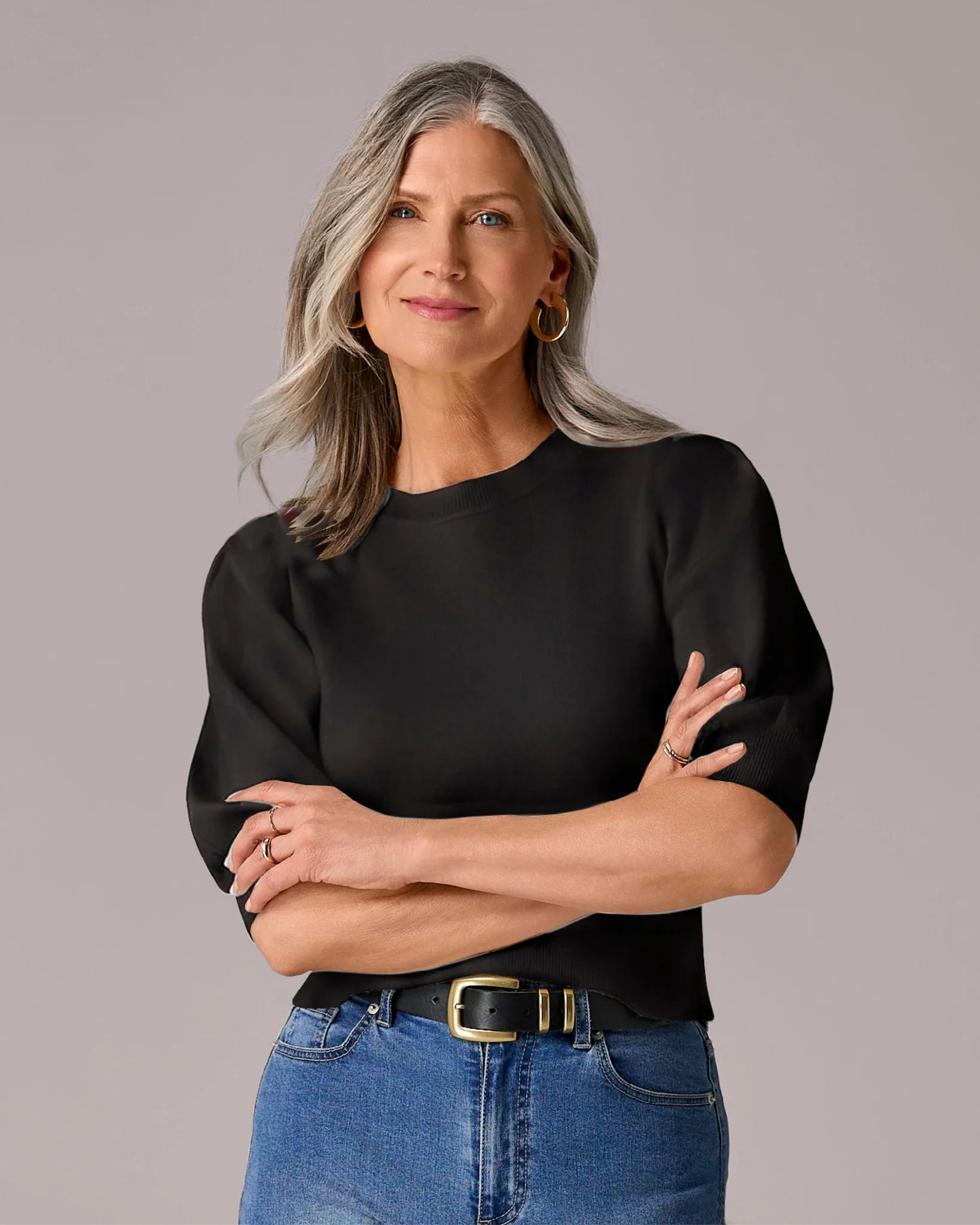 Puff Elbow Sleeve Sweater Top - Off White | Boston Proper
