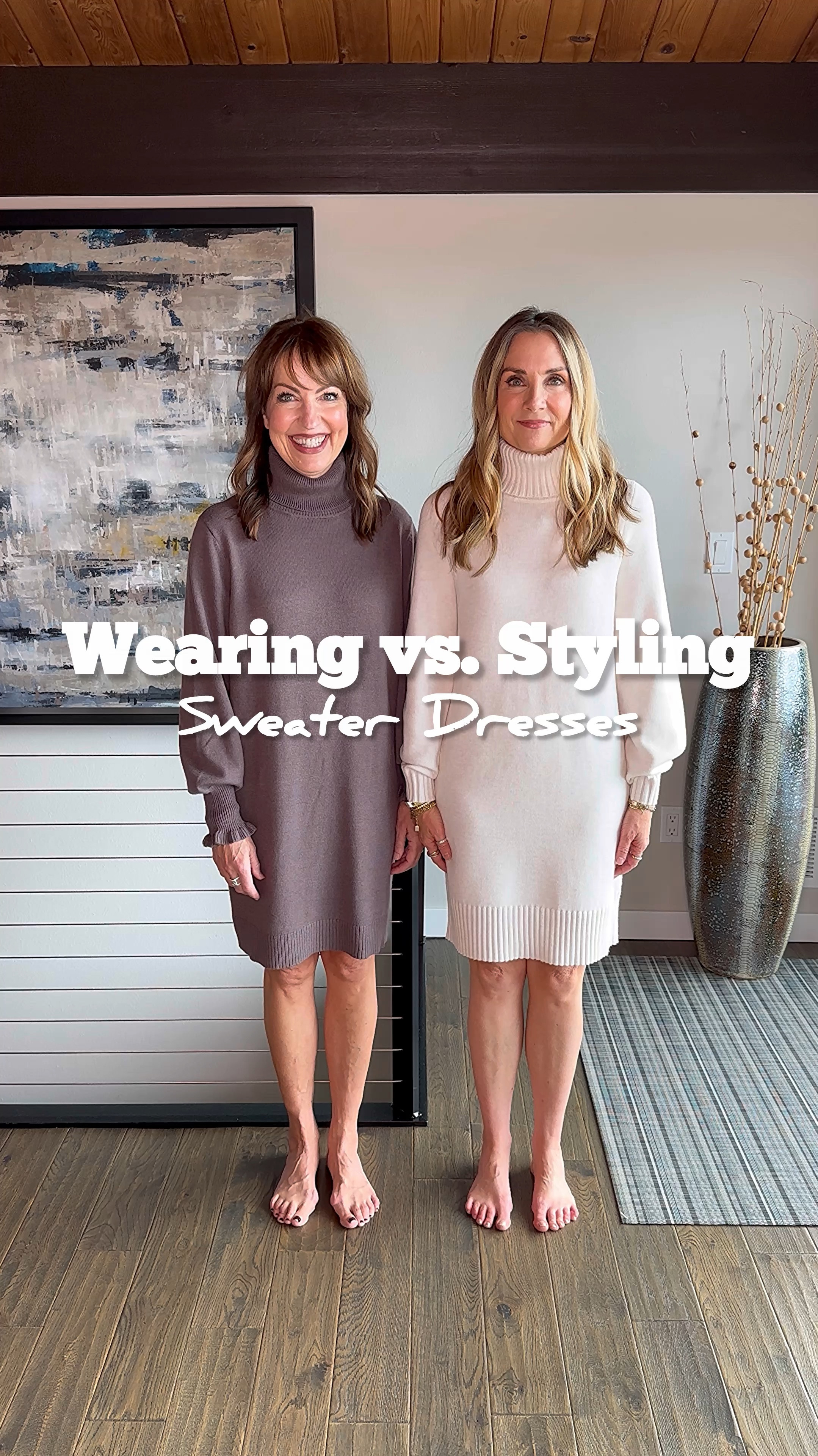 Sweater dress but make it stylish!💫 Krista’s dress has been a bestseller + is only $24 and mine, plus our coats are 40% off with code FRIDAY!🎉

The right shoes and coat that complete and don’t distract from your outfit go a long ways! Perfect cozy fits for holiday outings!!🎄🌟 Happy December 1st!👏🏼

#LTKOver40 #LTKSaleAlert #LTKFindsUnder50