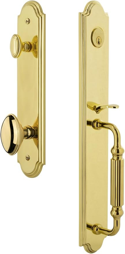 Grandeur 848551 Hardware Arc One-Piece Handleset with F Grip and Eden Prairie Knob, Dummy Entry S... | Amazon (US)