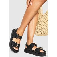 Womens Buckle Detail Chunky Dad Sandals - Black - 6 | boohoo (US & Canada)