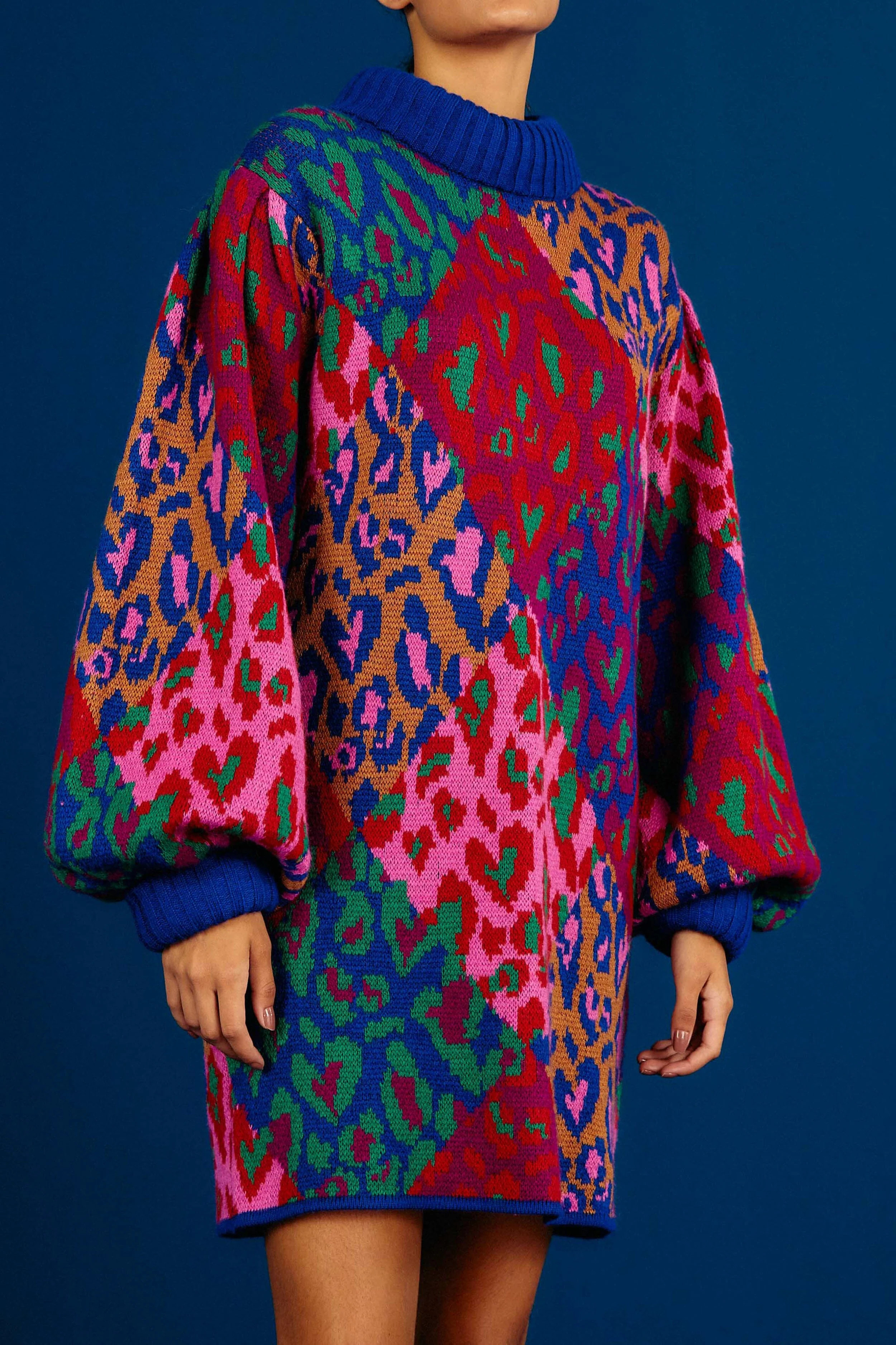 Mixed Leopard Pop Sweater Dress | FarmRio (US)