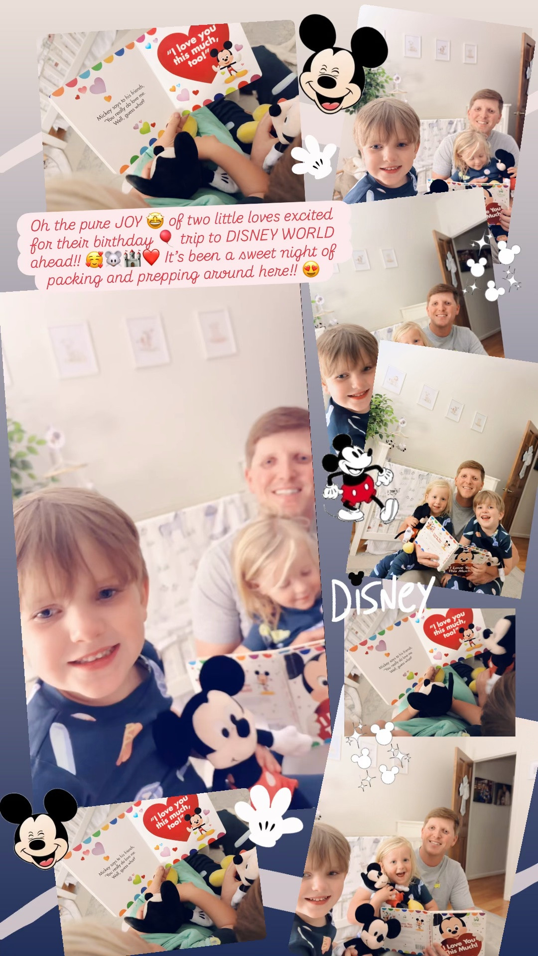 Oh the pure JOY 🤩 of two little loves excited for their birthday 🎈 trip to DISNEY WORLD ahead!! 🥰🐭🏰❤️ It’s been a sweet night of packing and prepping around here!! 😍
