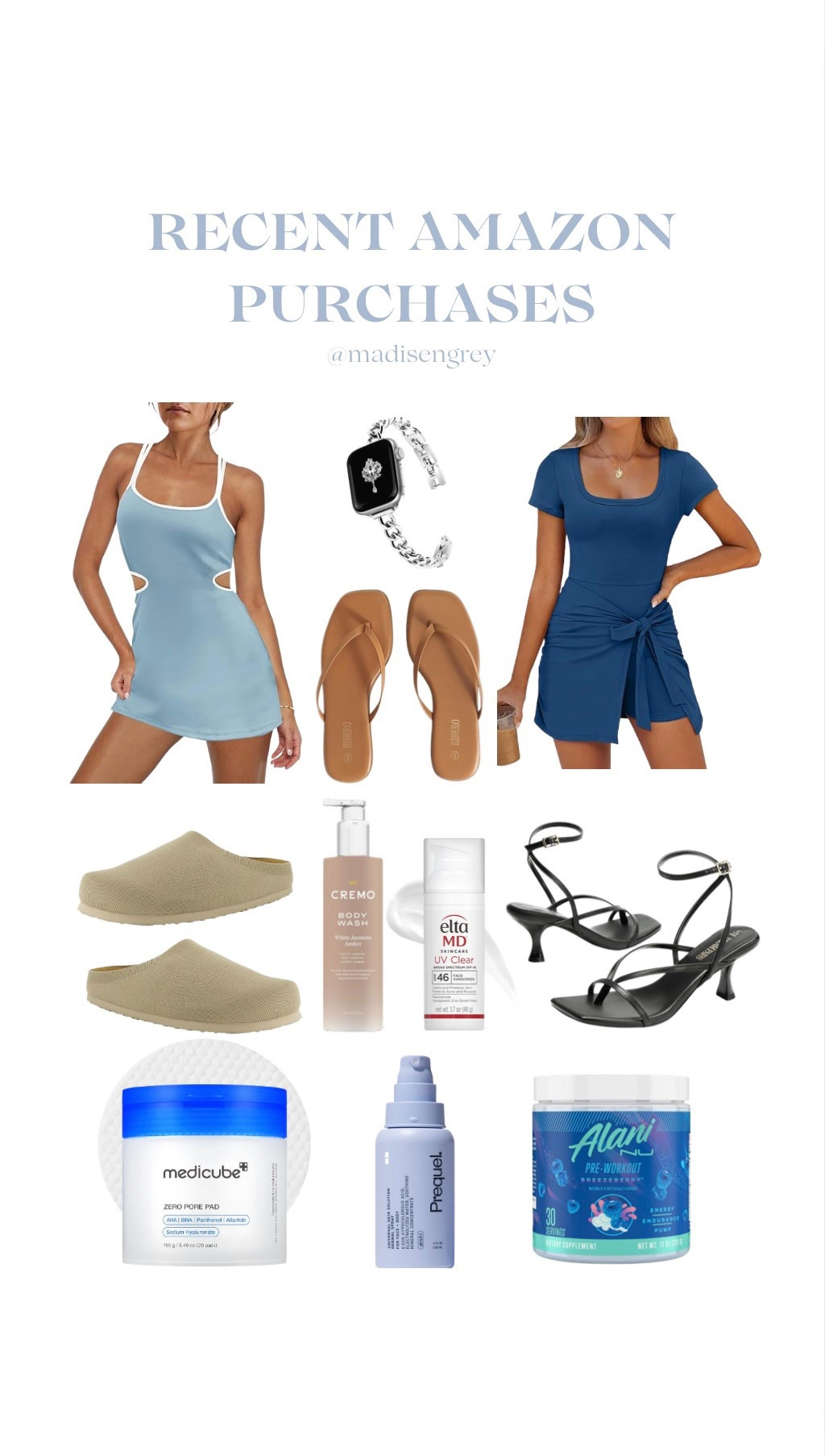 Recent Amazon purchases! Kitten heels, athletic dresses, a dressier Apple Watch band, skincare and shower necessities, and preworkout! 

#LTKActive #LTKSummerEdit #LTKFindsUnder100