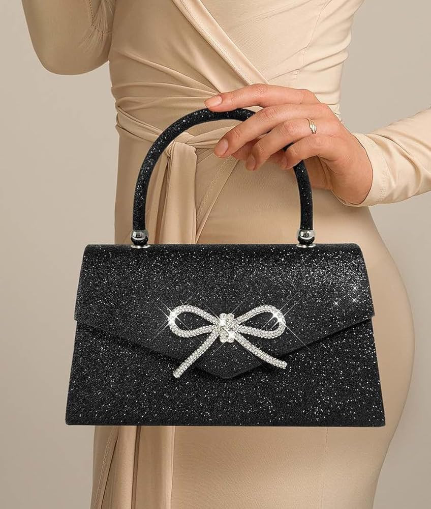 Trisapu Womens Evening Bag Sparkly Bow Clutch Purse Wedding Party Purses Glitter Rhinestone Cockt... | Amazon (US)