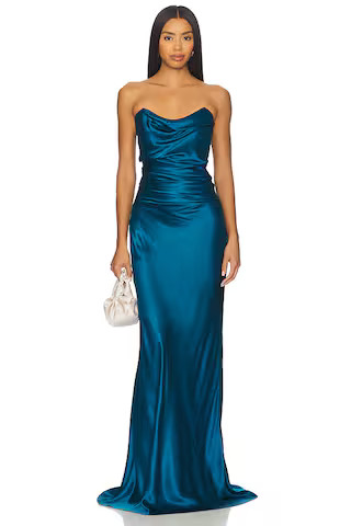 The Sei Cowl Bustier Gown in Peacock from Revolve.com | Revolve Clothing (Global)