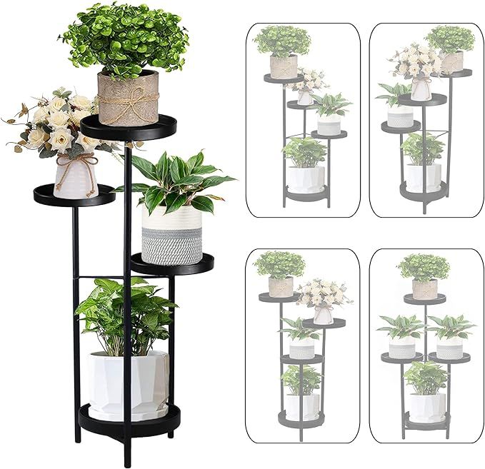 Metal Plant Stand 4 Tiers Corner Plant Shelf for Indoor Outdoor Plants Flower Pot Holder Corner D... | Amazon (US)