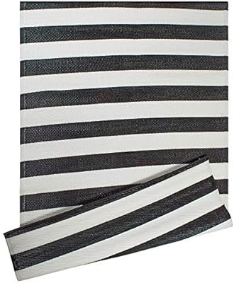 Amazon.com: DII Reversible Indoor Woven Striped Outdoor Rug, 4x6', White & Black: Kitchen & Dinin... | Amazon (US)