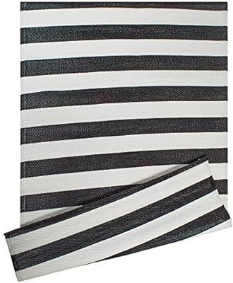 DII Reversible Indoor Woven Striped Outdoor Rug, 4x6', White & Black | Amazon (US)