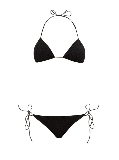Oséree - Lumière Metallic Triangle Bikini - Womens - Black | Matches (US)
