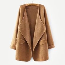 Solid Waterfall Cuffed Cardigan | ROMWE