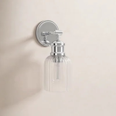 Ria Dimmable Ribbed Glass and Metal Armed Sconce | Wayfair North America