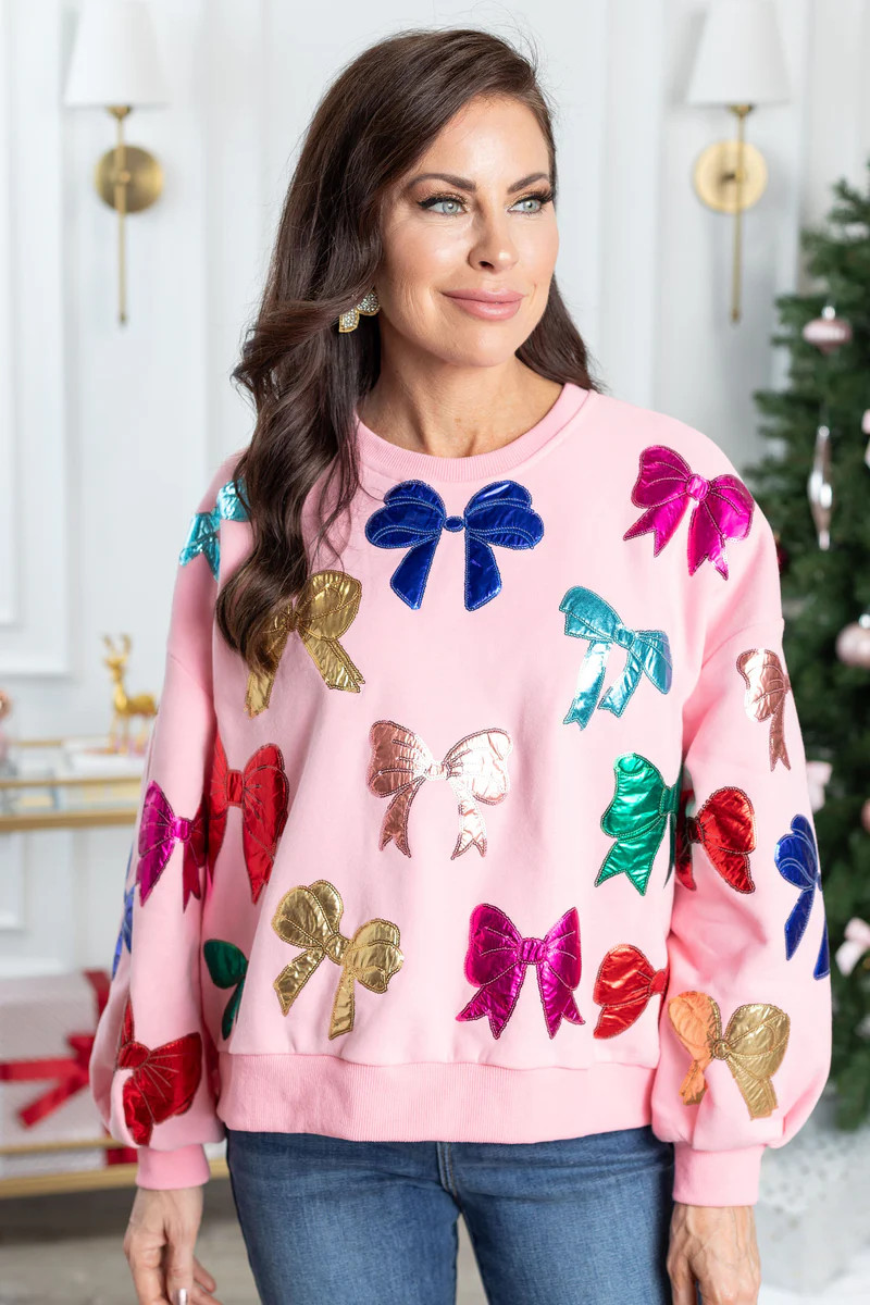 Metallic Bow Sweatshirt | Avara
